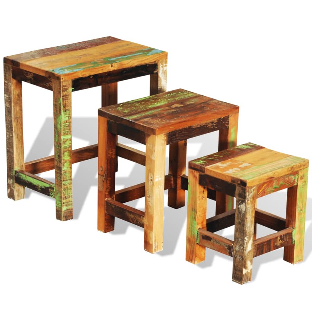 Set Mese Suprapuse, 3 Piese, Vintage, Lemn Reciclat