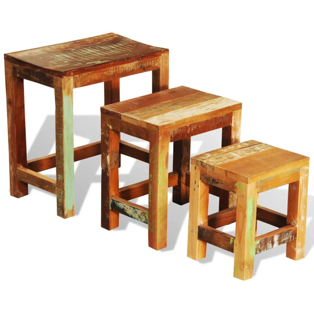 Set Mese Suprapuse, 3 Piese, Vintage, Lemn Reciclat