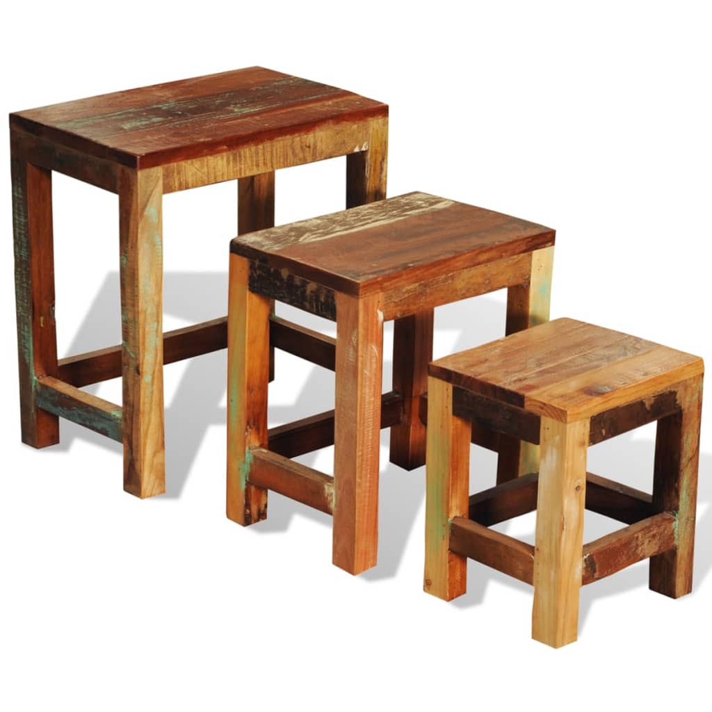 Set Mese Suprapuse, 3 Piese, Vintage, Lemn Reciclat