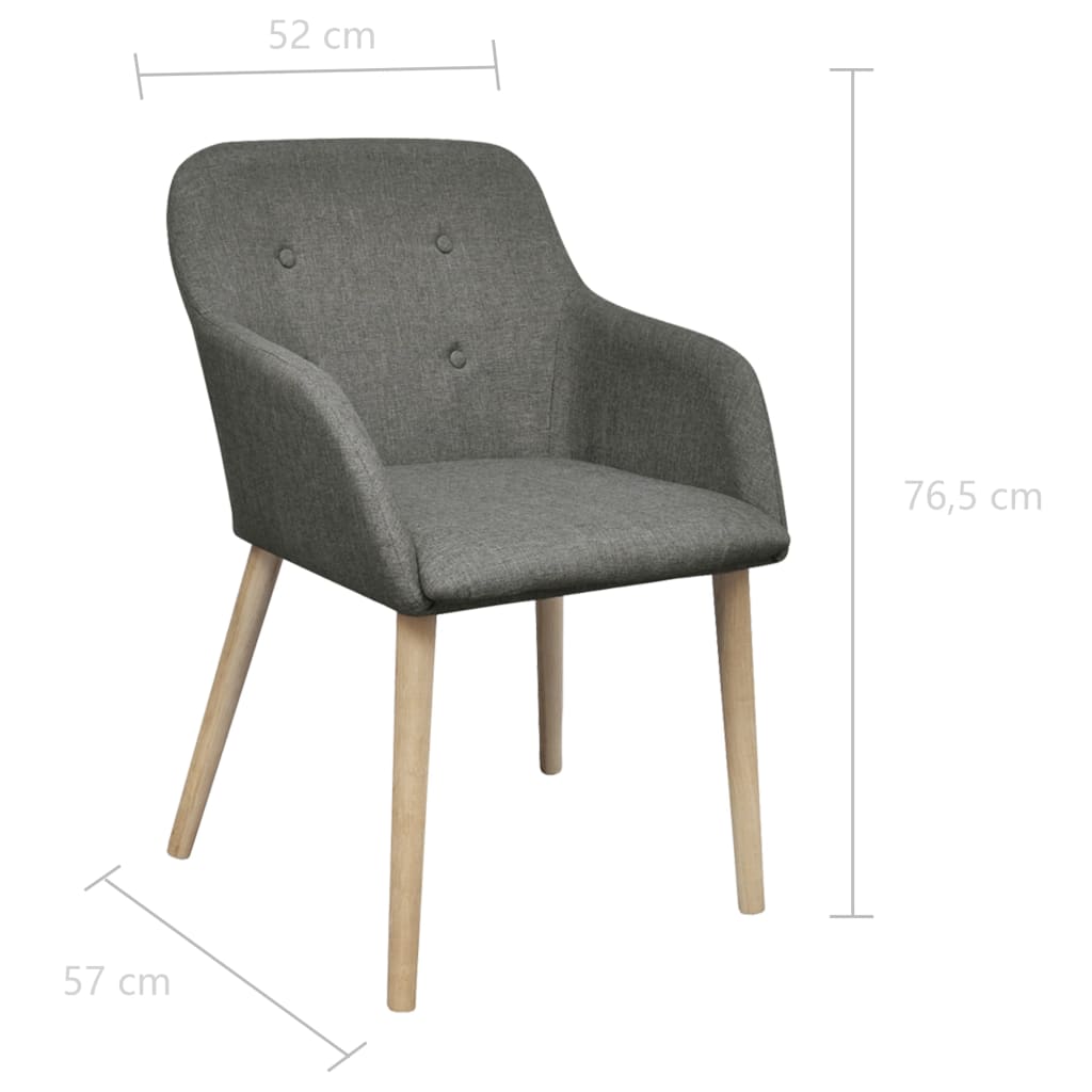 Scaune Bucătărie 2 Buc, , Textil & Lemn Stejar Masiv