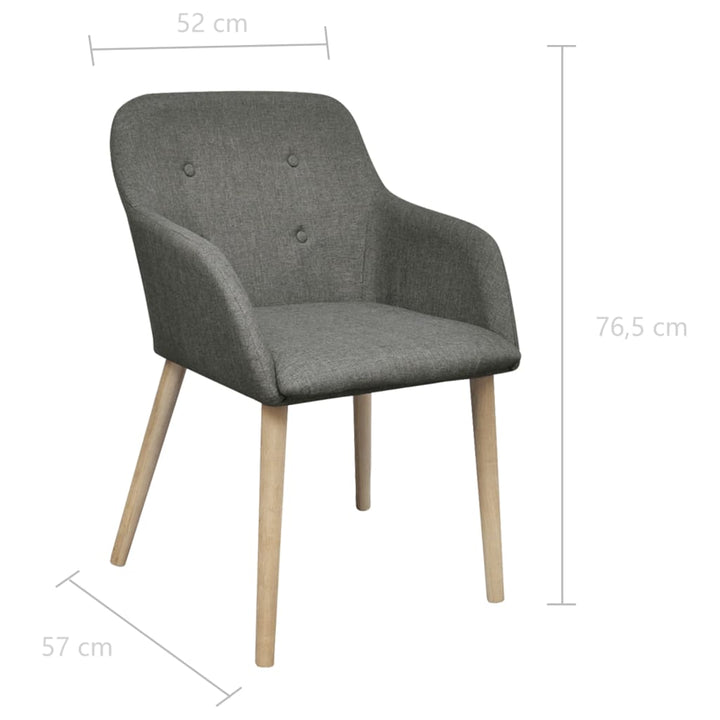 Scaune Bucătărie 2 Buc, , Textil & Lemn Stejar Masiv