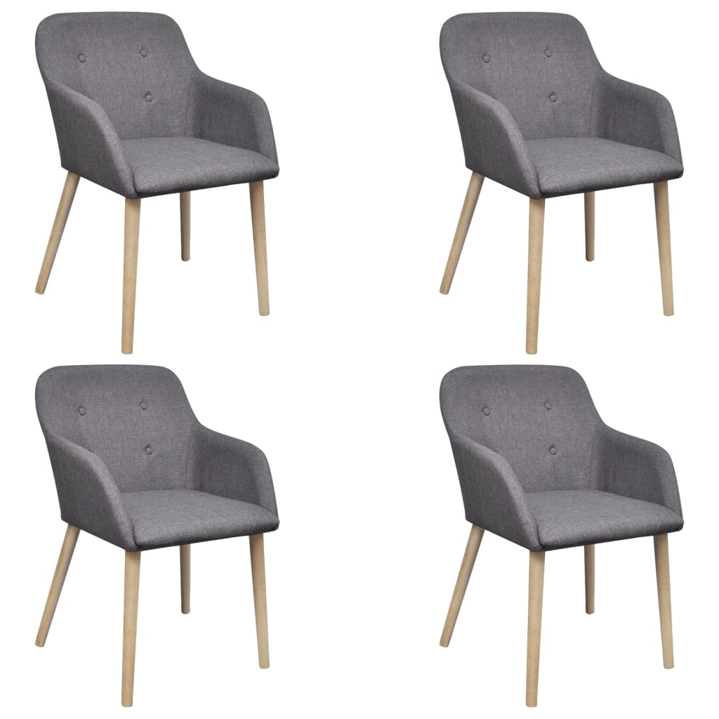 Scaune Bucătărie 2 Buc, , Textil & Lemn Stejar Masiv