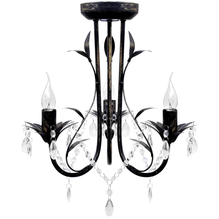 Candelabru Metal Stil Art Nouveau, Mărgele Cristal, 3Xbecuri E14