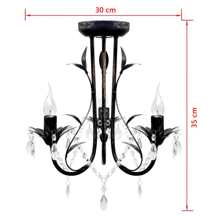 Candelabru Metal Stil Art Nouveau, Mărgele Cristal, 3Xbecuri E14