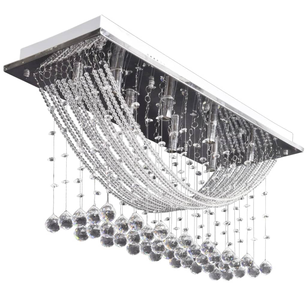 Lustră Albă Cu Mărgele De Cristal Din Sticlă 8Xg9 29 Cm