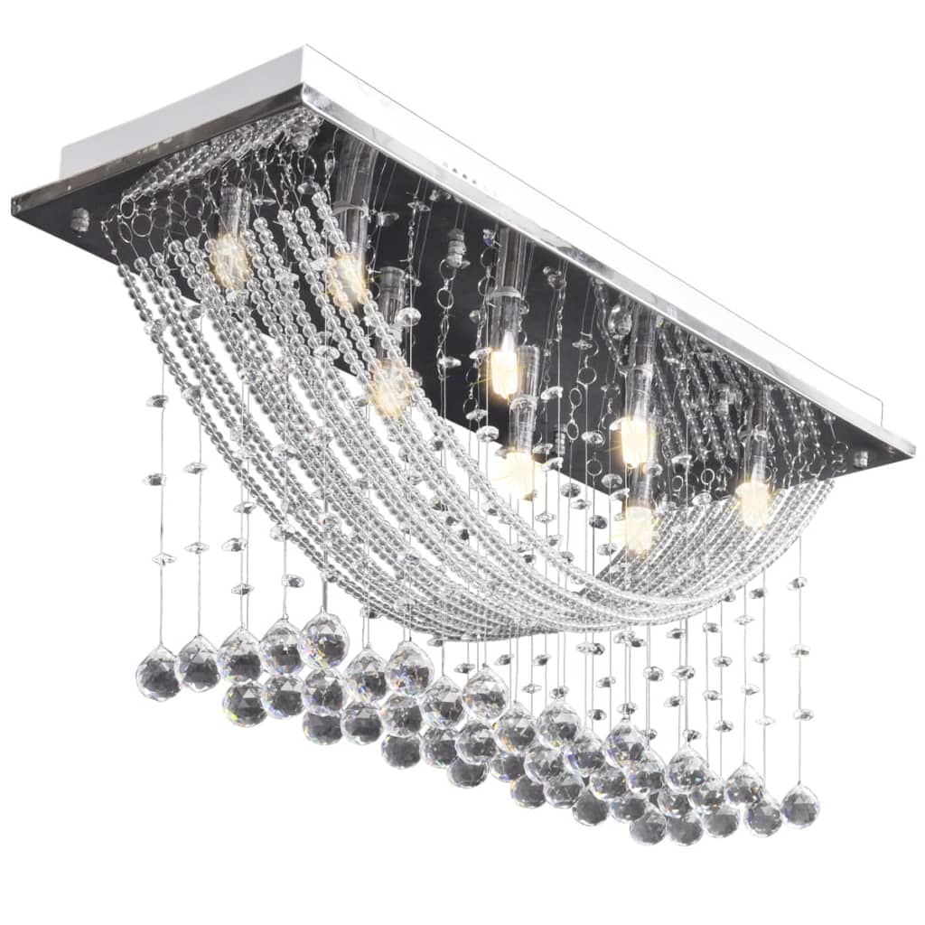 Lustră Albă Cu Mărgele De Cristal Din Sticlă 8Xg9 29 Cm