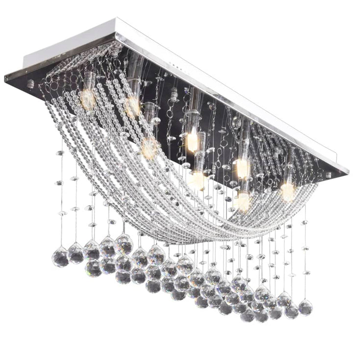 Lustră Albă Cu Mărgele De Cristal Din Sticlă 8Xg9 29 Cm