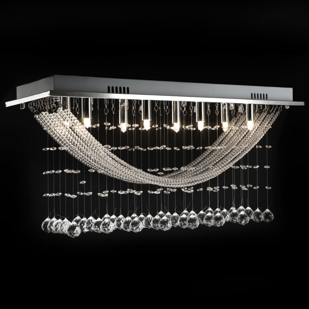 Lustră Albă Cu Mărgele De Cristal Din Sticlă 8Xg9 29 Cm