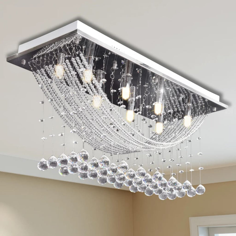 Lustră Albă Cu Mărgele De Cristal Din Sticlă 8Xg9 29 Cm