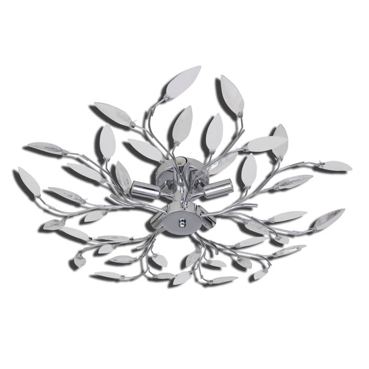 Plafoniera Ă/Albă Brațe Frunze Cristal Acrilic 5 Becuri E14
