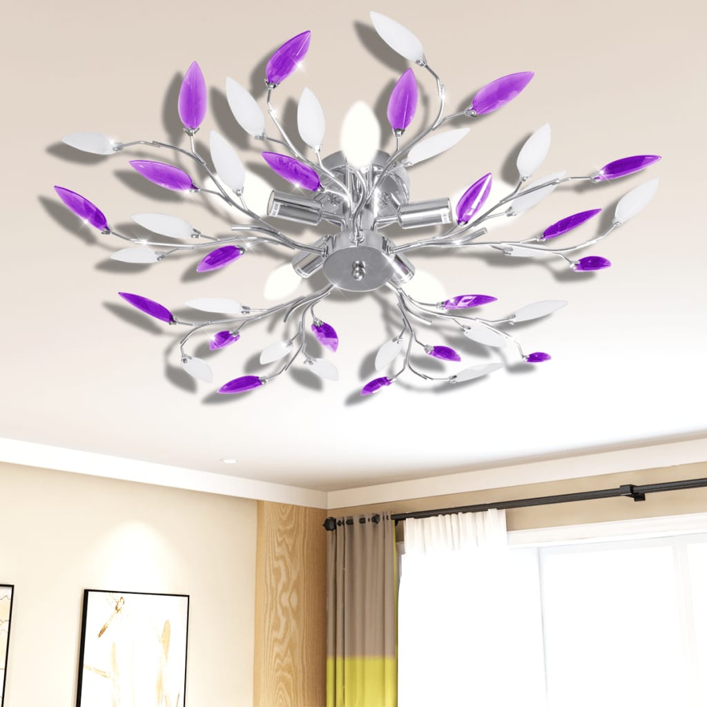 Lustră Cu Frunze Cristal Acrilic, /Transparent, Pentru 3 Becuri E14