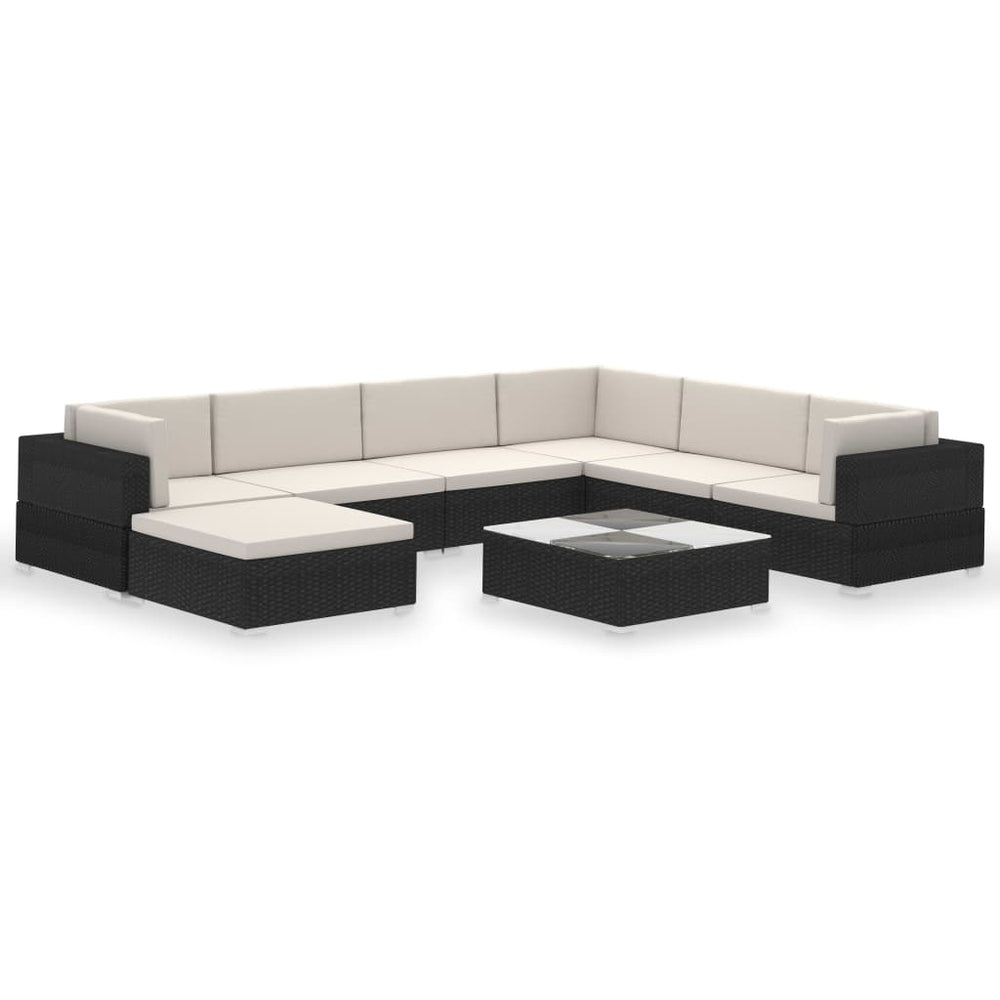 Set Mobilier De Grădină Cu Perne, 8 Piese, , Poliratan