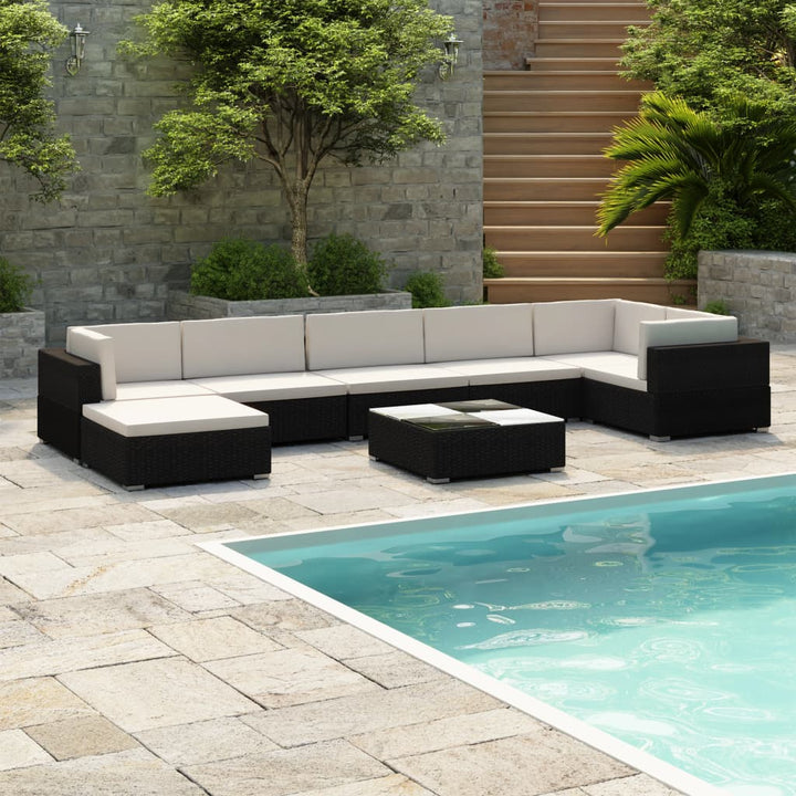 Set Mobilier De Grădină Cu Perne, 8 Piese, , Poliratan