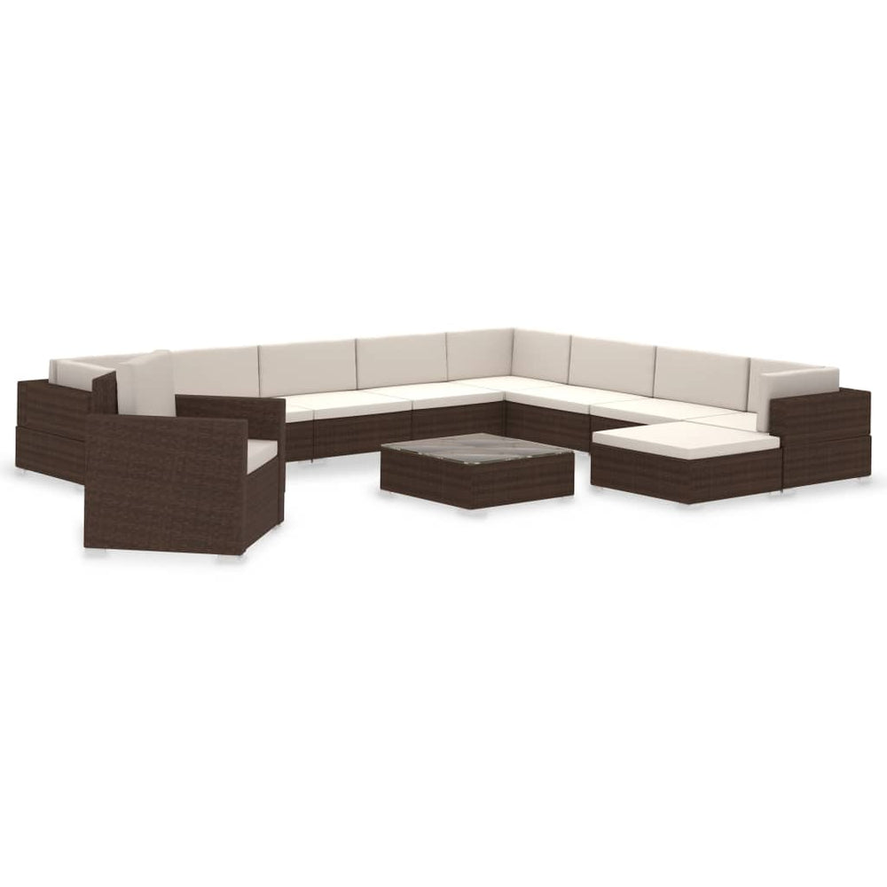Set Mobilier De Grădină Cu Perne, 12 Piese, , Poliratan