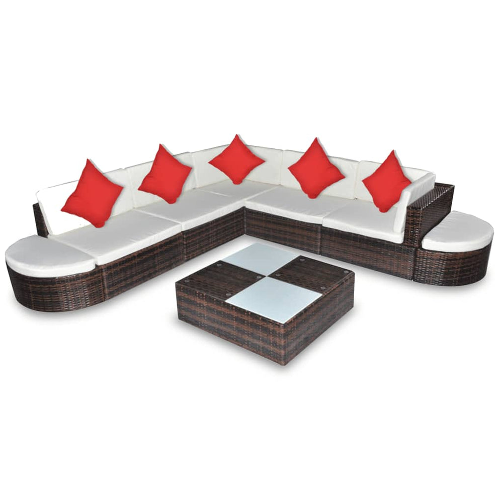 Set Mobilier De Grădină Cu Perne, 8 Piese, , Poliratan