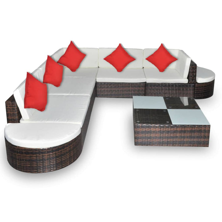 Set Mobilier De Grădină Cu Perne, 8 Piese, , Poliratan