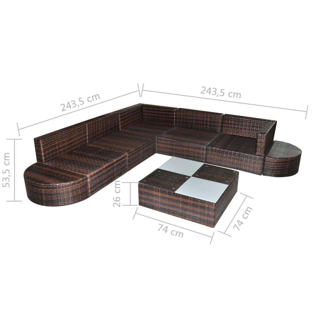 Set Mobilier De Grădină Cu Perne, 8 Piese, , Poliratan