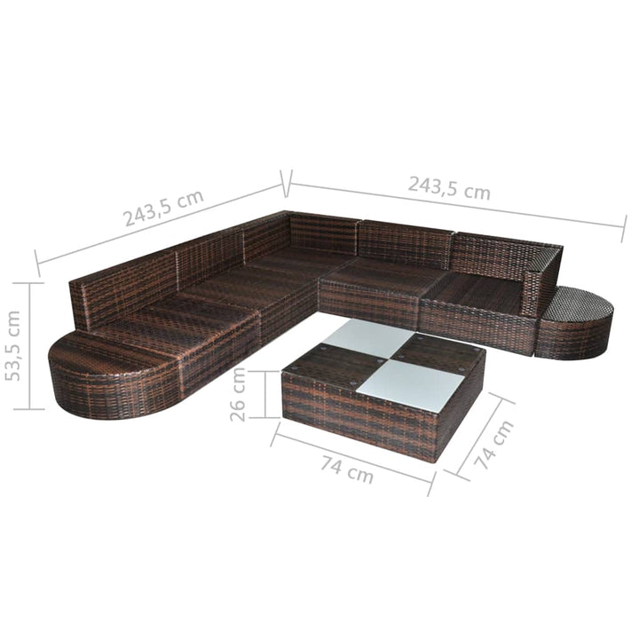 Set Mobilier De Grădină Cu Perne, 8 Piese, , Poliratan