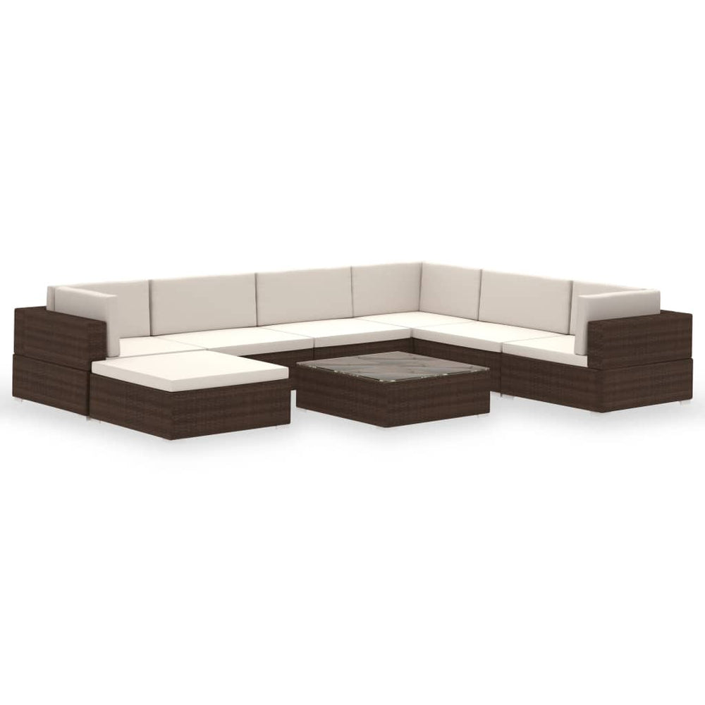 Set Mobilier De Grădină Cu Perne, 8 Piese, , Poliratan