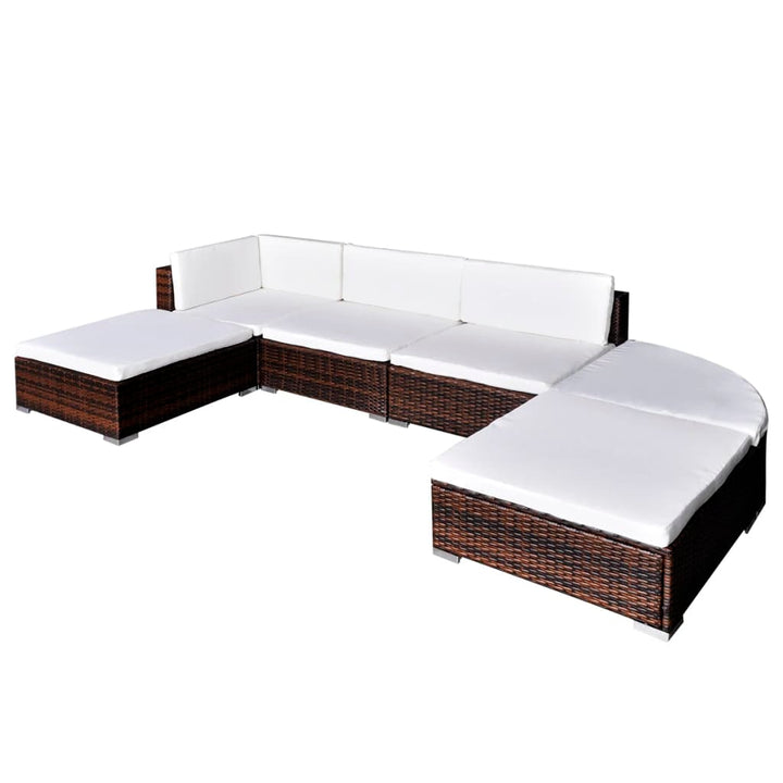 Set Mobilier De Grădină Cu Perne, 6 Piese, , Poliratan