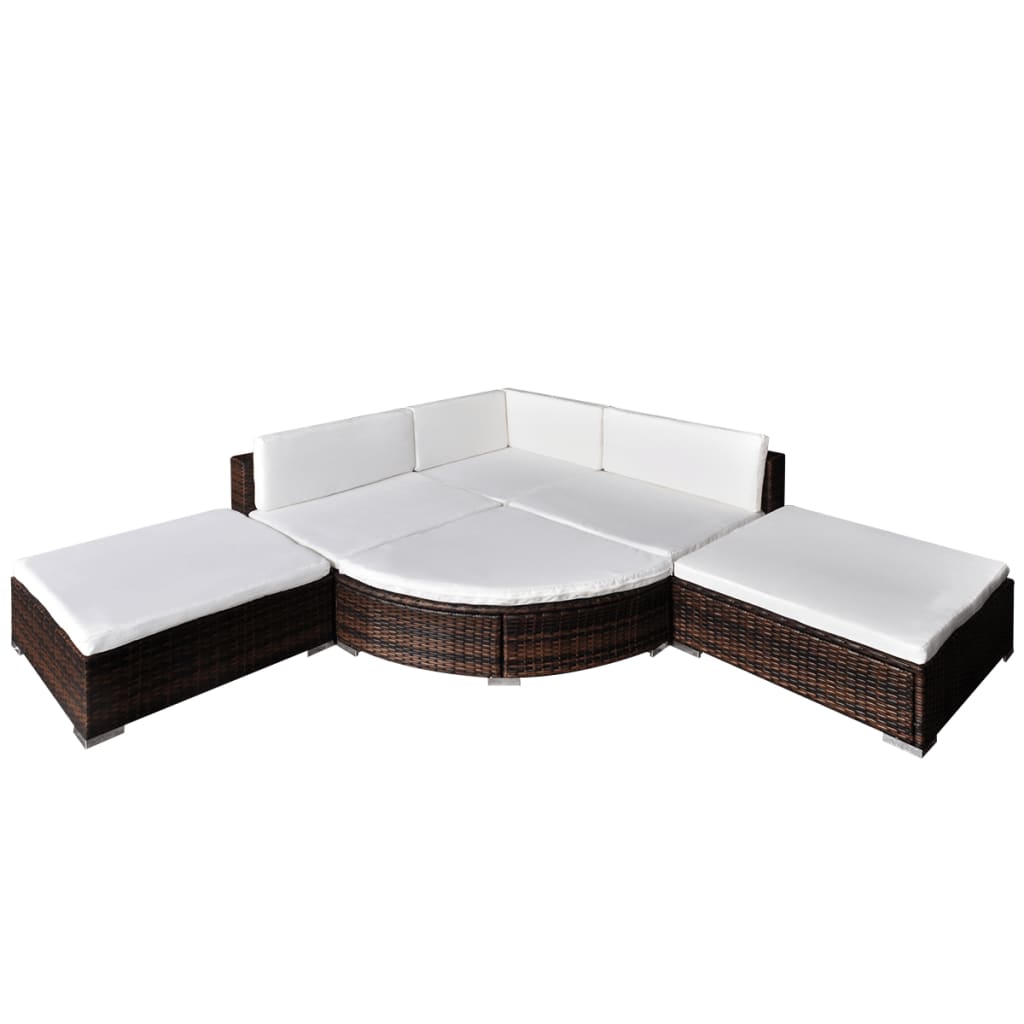 Set Mobilier De Grădină Cu Perne, 6 Piese, , Poliratan