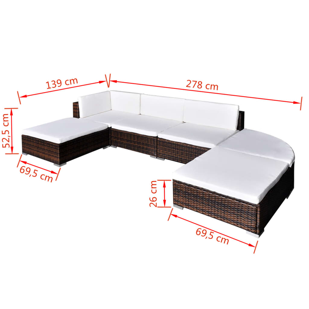 Set Mobilier De Grădină Cu Perne, 6 Piese, , Poliratan