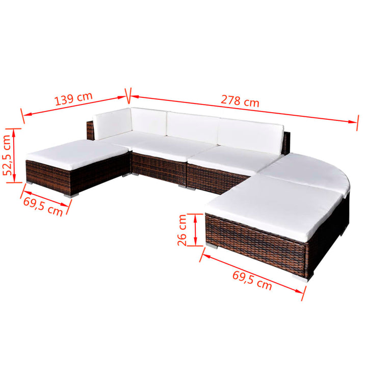Set Mobilier De Grădină Cu Perne, 6 Piese, , Poliratan