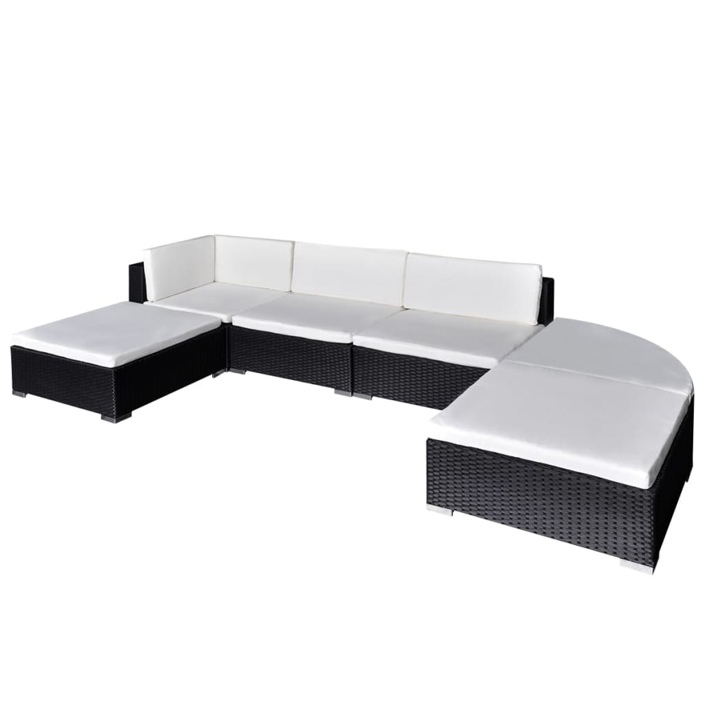 Set Mobilier De Grădină Cu Perne, 6 Piese, , Poliratan