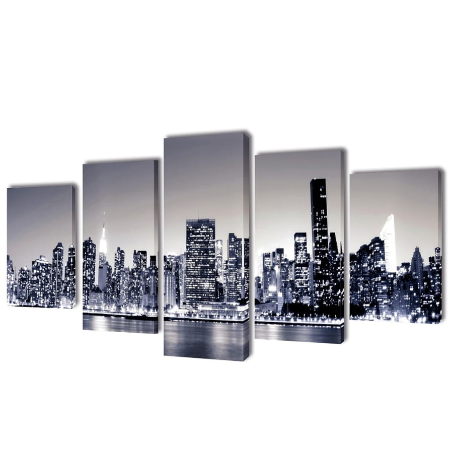 Set De Tablouri Pânză, Monocrom, Imprimeu New York Skyline,