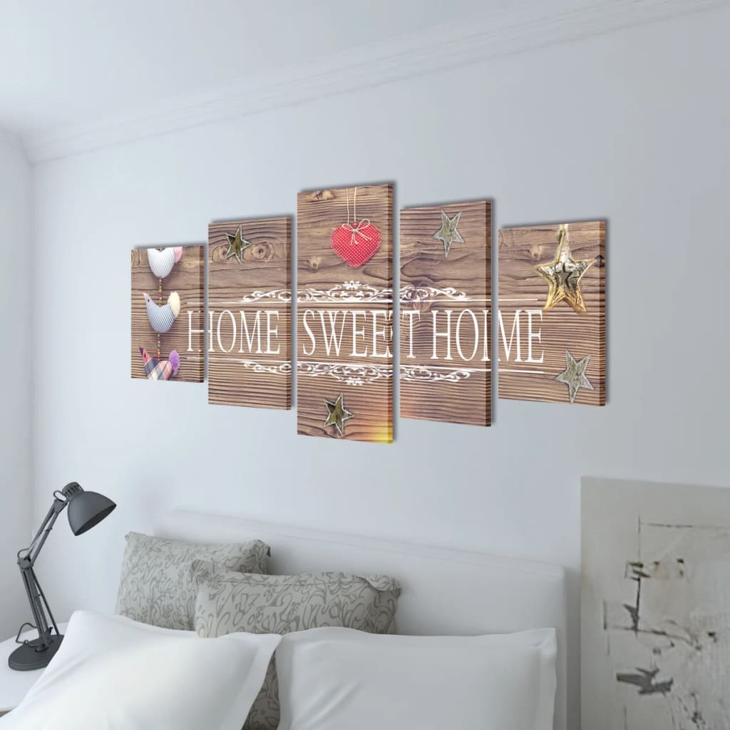 Set Tablouri Din Pânză Cu Imprimeu Home Sweet Home,