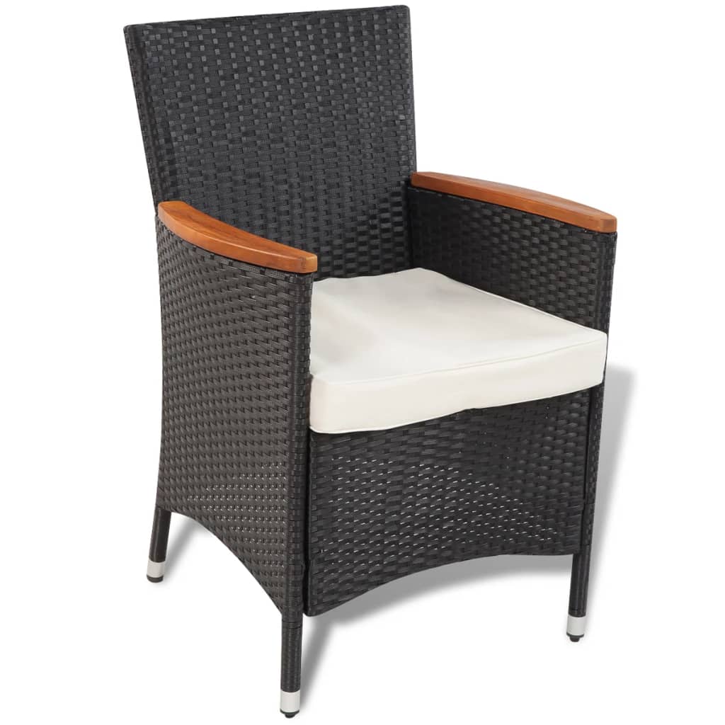 Set Mobilier De Exterior Cu Perne, 5 Piese, Negru, Poliratan