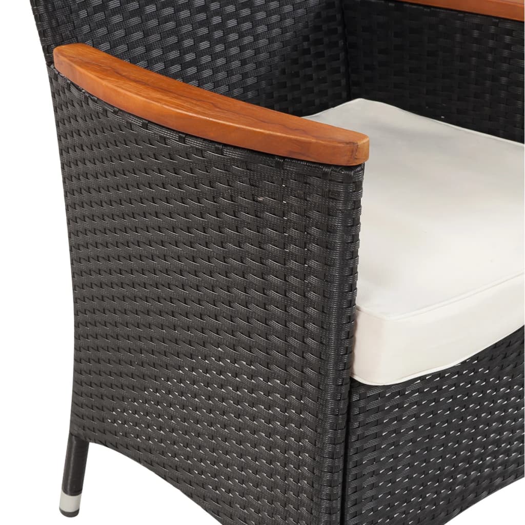 Set Mobilier De Exterior Cu Perne, 5 Piese, Negru, Poliratan