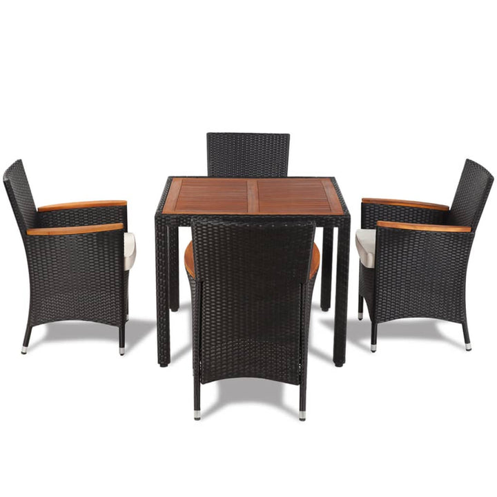 Set Mobilier De Exterior Cu Perne, 5 Piese, Negru, Poliratan