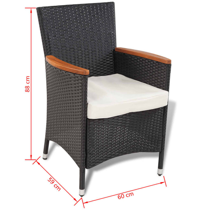 Set Mobilier De Exterior Cu Perne, 5 Piese, Negru, Poliratan