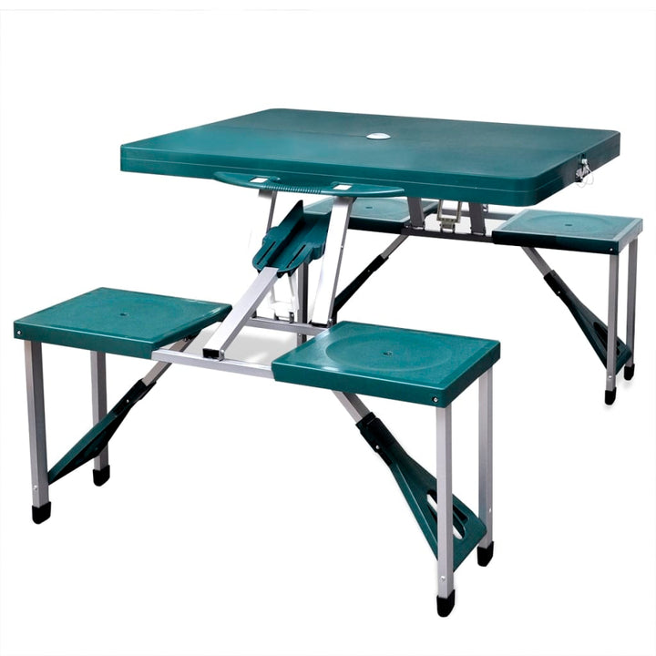 Set Pliabil Pentru Camping Cu Masă Și 4 Scaune Din Aluminiu Ușor, Gri