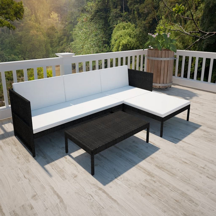 Set Mobilier De Grădină Cu Perne, 3 Piese, Maro, Poliratan