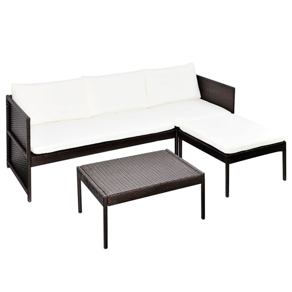 Set Mobilier De Grădină Cu Perne, 3 Piese, , Poliratan