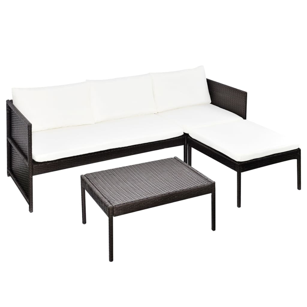 Set Mobilier De Grădină Cu Perne, 3 Piese, , Poliratan