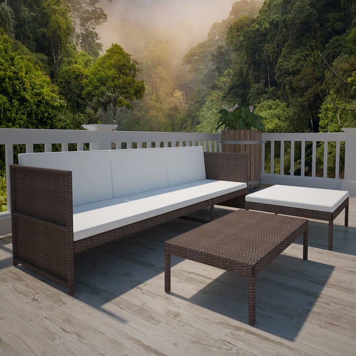 Set Mobilier De Grădină Cu Perne, 3 Piese, , Poliratan