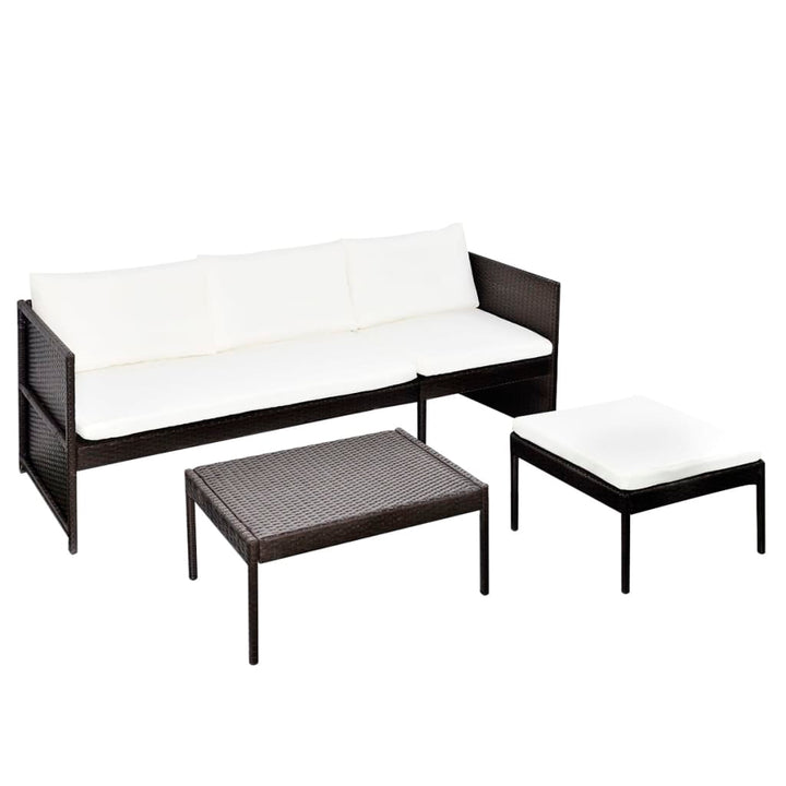 Set Mobilier De Grădină Cu Perne, 3 Piese, , Poliratan