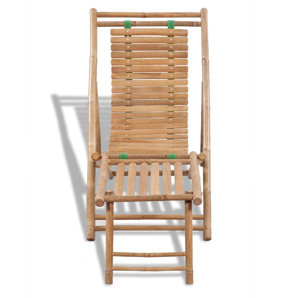 Scaun Pliabil De Exterior, Cu Taburet, Bambus