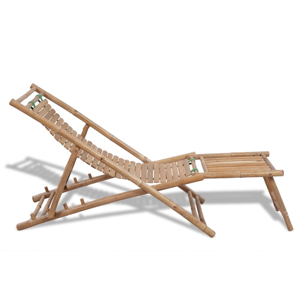 Scaun Pliabil De Exterior, Cu Taburet, Bambus