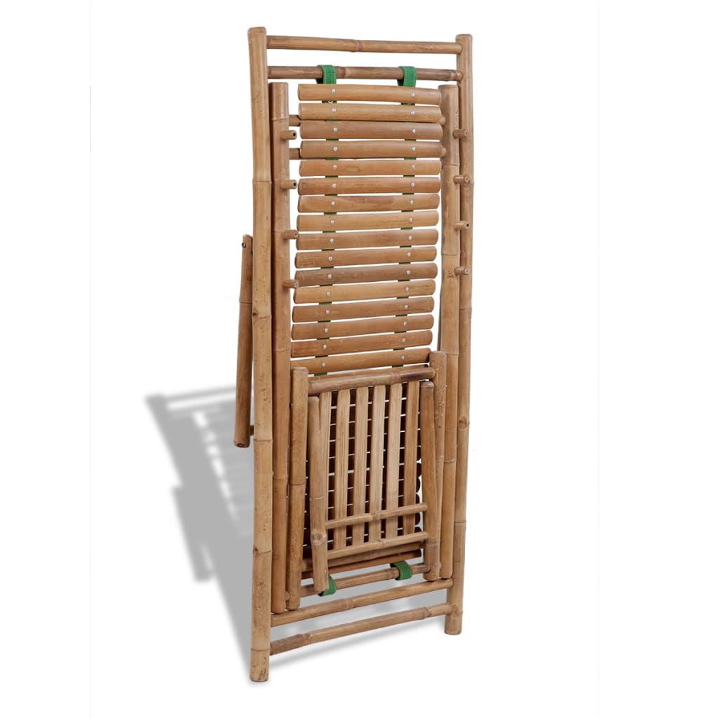 Scaun Pliabil De Exterior, Cu Taburet, Bambus