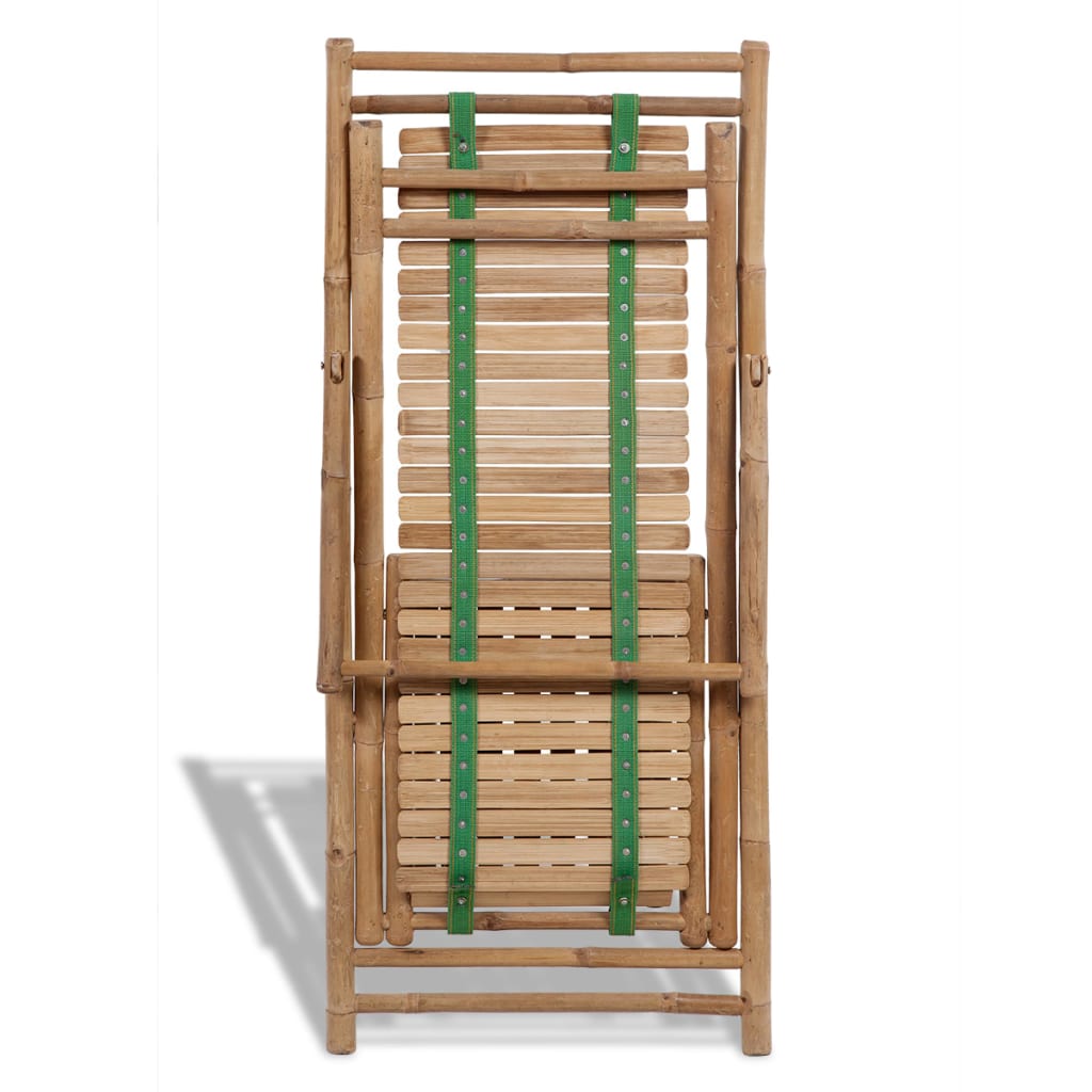 Scaun Pliabil De Exterior, Cu Taburet, Bambus
