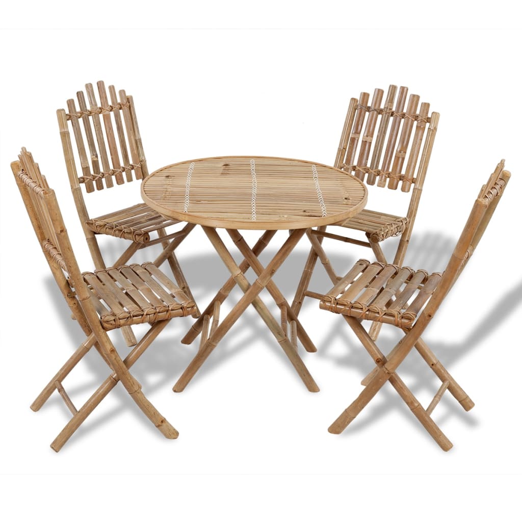 Set Mobilier De Exterior Pliabil, 5 Piese, Bambus