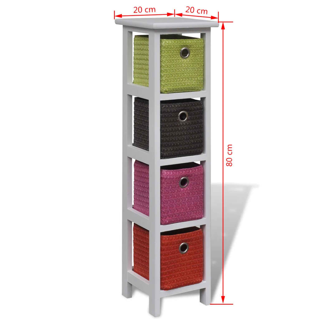 Poliță De Depozitare Cu Coșuri Multicolore, Lemn De Paulownia
