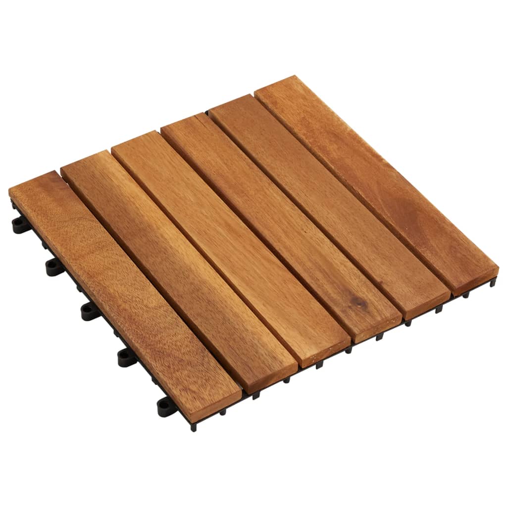 Plăci Pardoseală, 10 Buc., , 30X30 Cm, Lemn Masiv De Acacia