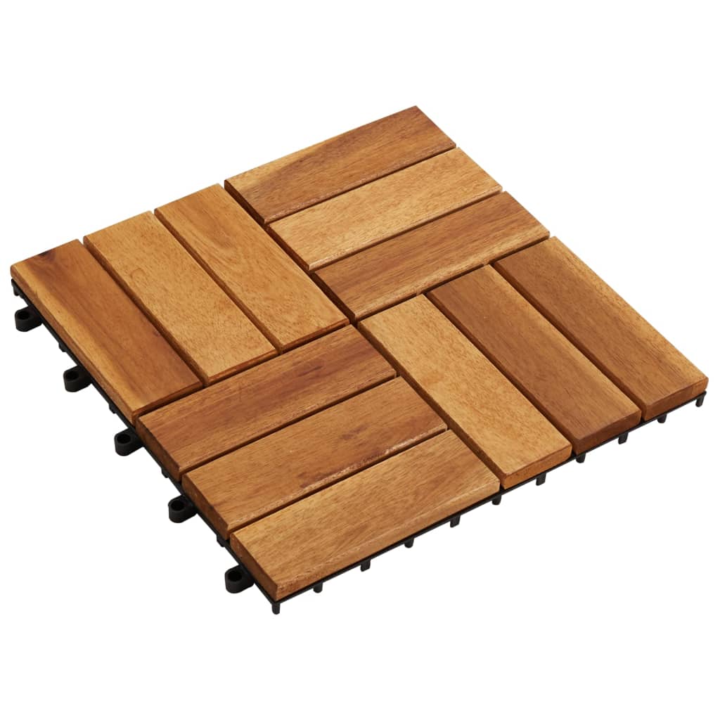 Plăci Pardoseală, 10 Buc., , 30X30 Cm, Lemn Masiv De Acacia