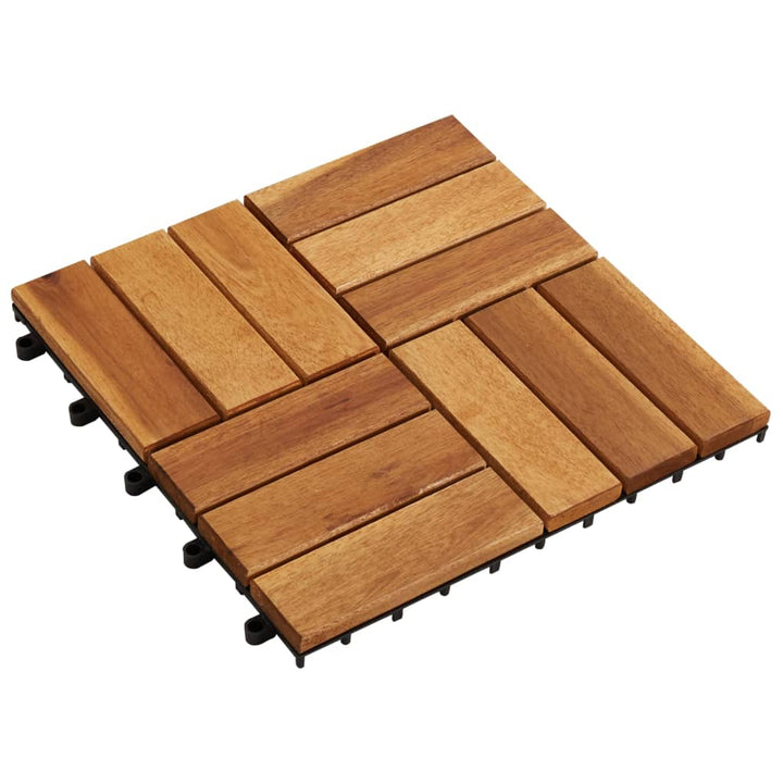 Plăci Pardoseală, 10 Buc., , 30X30 Cm, Lemn Masiv De Acacia