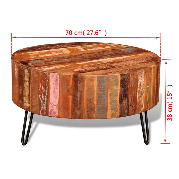 Măsuță De Cafea, Lemn Masiv Reciclat, Rotund